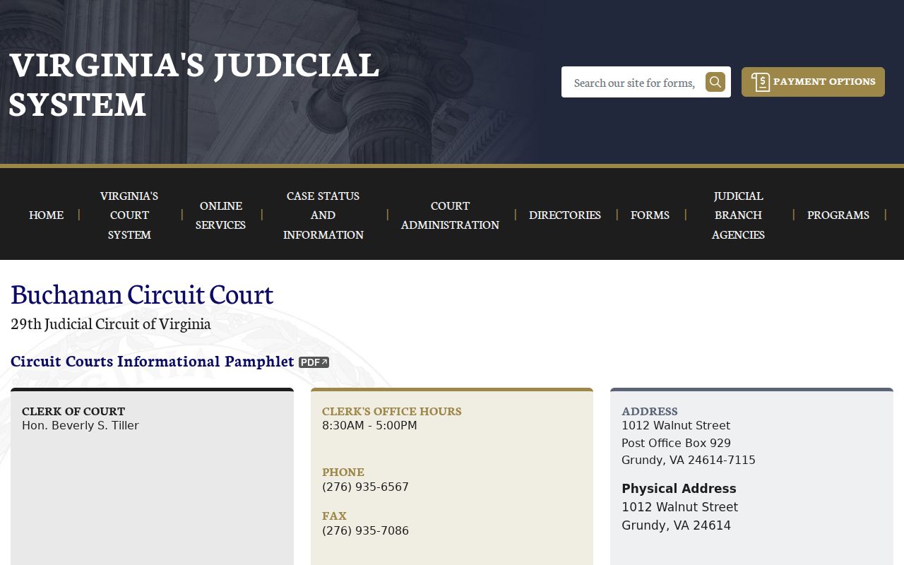 Buchanan County arrest and bench warrant court office