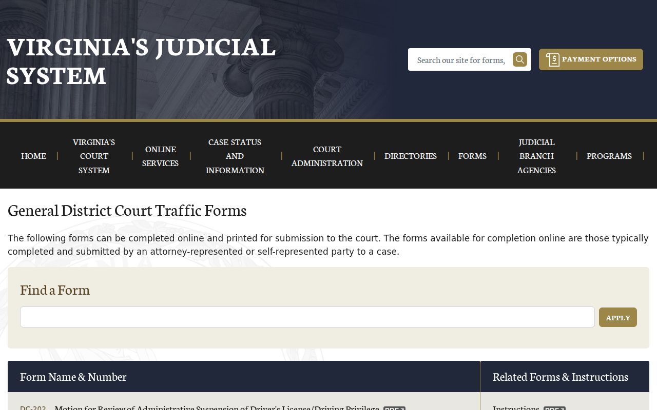 Buchanan County traffic warrant related Virginia court forms