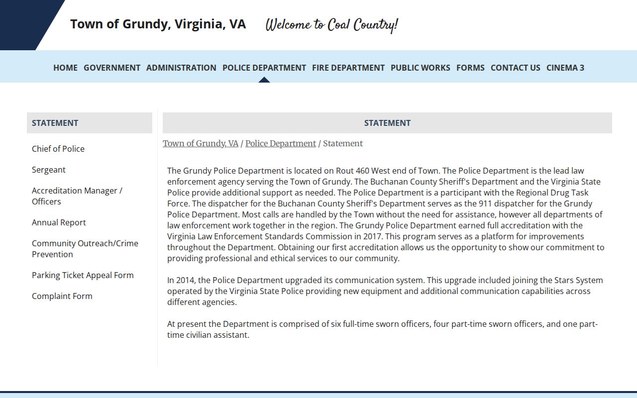 Grundy warrants and Town of Grundy Police Department contact